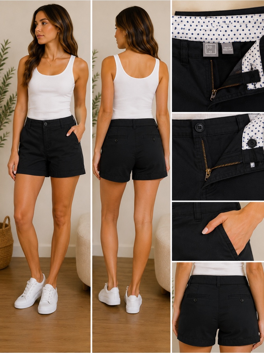 jcpenney Black Flat Front Chino Shorts